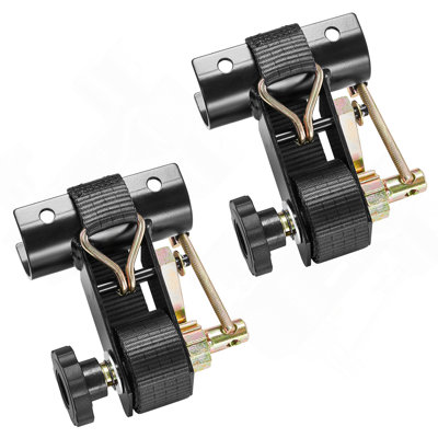 Sangles à cliquet pour échelle, support pour tube rond noir de 1,87-2 po, sangles d'échelle noires à double crochets en J de 1,5 po de largeur x 7,4 pi de longueur, sangle de verrouillage à boucle de chargement robuste de 500 lb (paquet de 2)