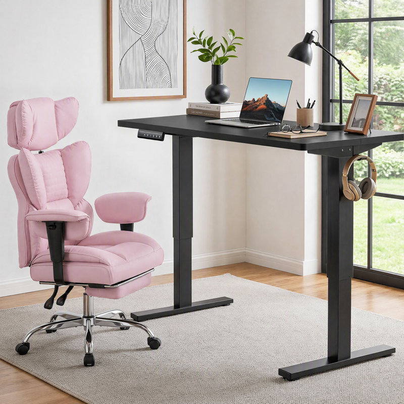 Bureau debout électrique à hauteur ajustable avec fauteuil de direction ergonomique, ensemble de mobilier de bureau moderne