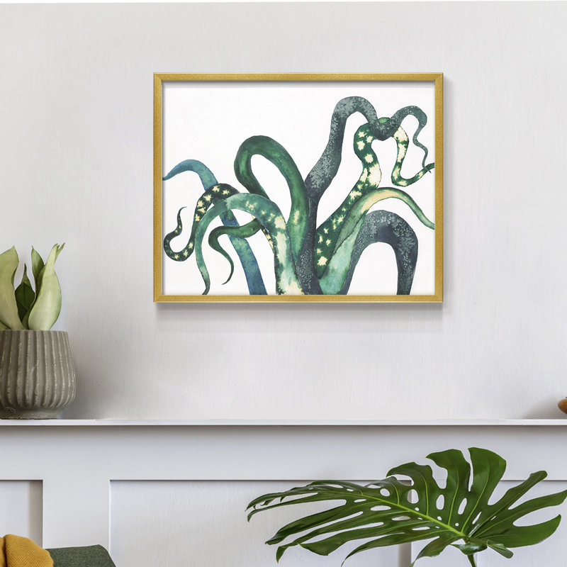 Octo Legs -Framed Print - Restickable, 8" H x 10" W, Gold