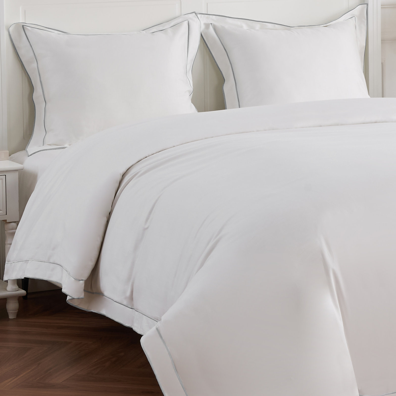 Evanston Cotton Duvet Cover Set, Twin Duvet Cover + 1 Standard Sham, Gray