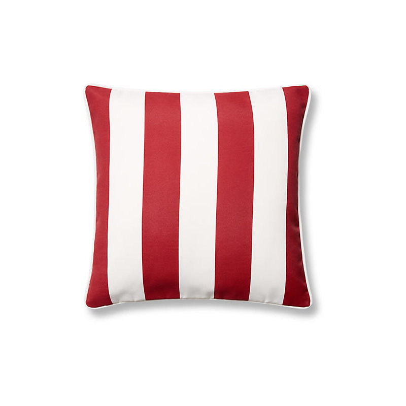 Cabana Stripe Outdoor Throw Pillow, Red