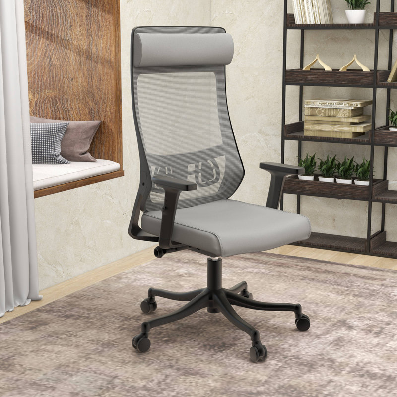 Chaise de bureau avec appui-tête Mirai, Gris