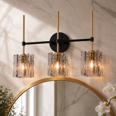 Quitman 3 - Light Dimmable Gray Glass Modern Bathroom Vanity Light ETL Certified