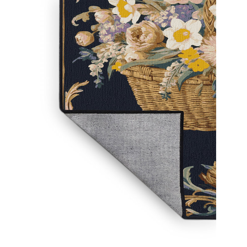 Tapis gris français lavable à la machine, Rond 4 pi