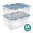 Sterilite 40 Qt Hinged Lid Storage Box, Plastic Container, Washed Blue, 24 Pack-123432604