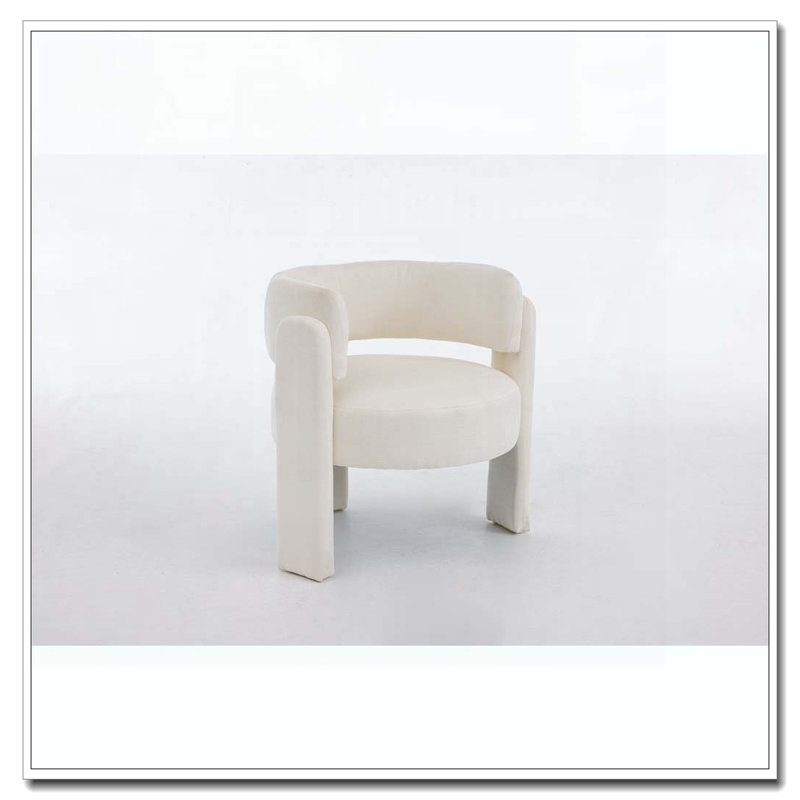 Fauteuil d'appoint moderne, fauteuil d'appoint contemporain en tissu Boucle, Blanc ancien