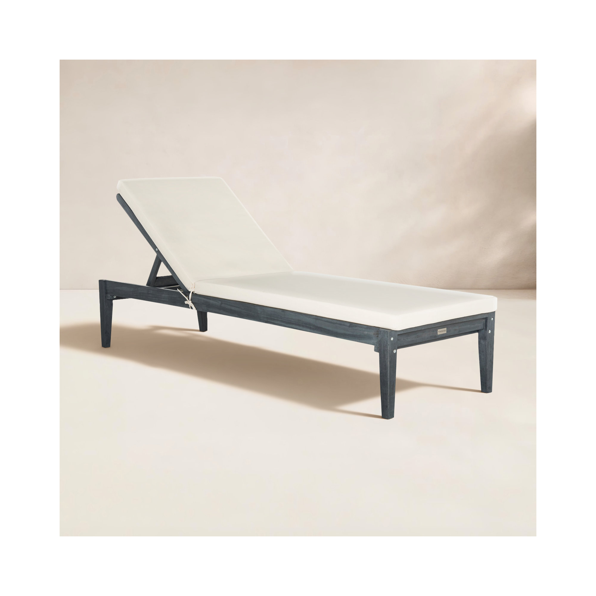 Arwen 23.6'' Outdoor Acacia Chaise Lounge, Ash Gray