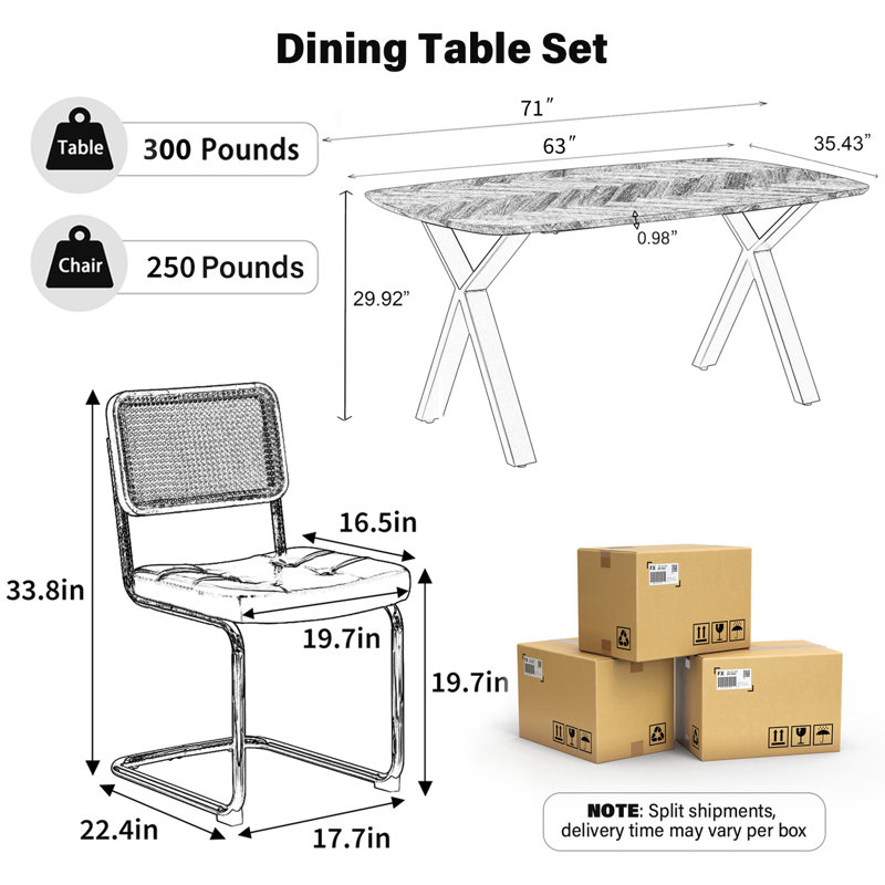 Ensemble de table de salle à manger Mid Century, Brun