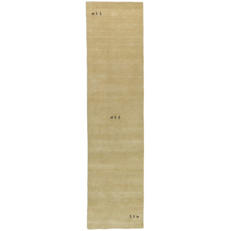 Tapis oriental moderne Oatmeal Tribal Gabbeh, Tapis de couloir 3 pi x 8 pi