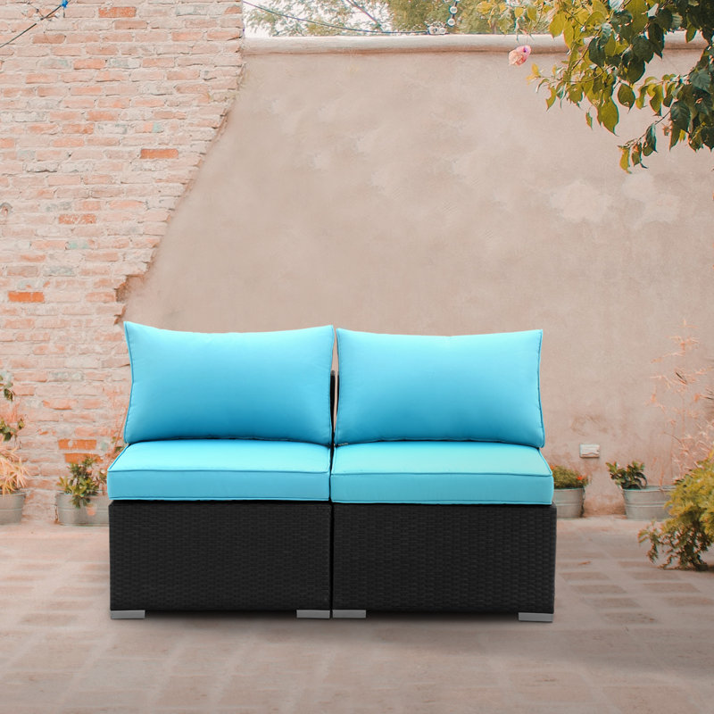 Chaise de patio avec coussins Annalynn, Bleu