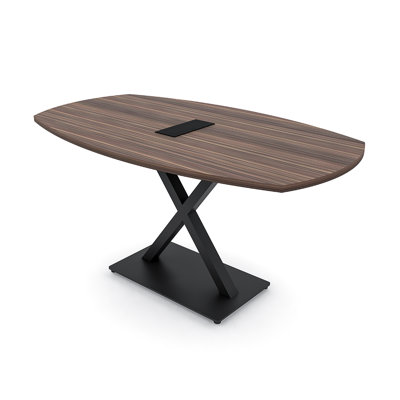 Pavert Arc Boat Conference Table with Metal X Base | Electrical Unit