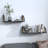 Wood Floating Shelves with Rattan Sides, 24.8 Inch Wall Mounted Shelves, Set of 2, Black-1924575785