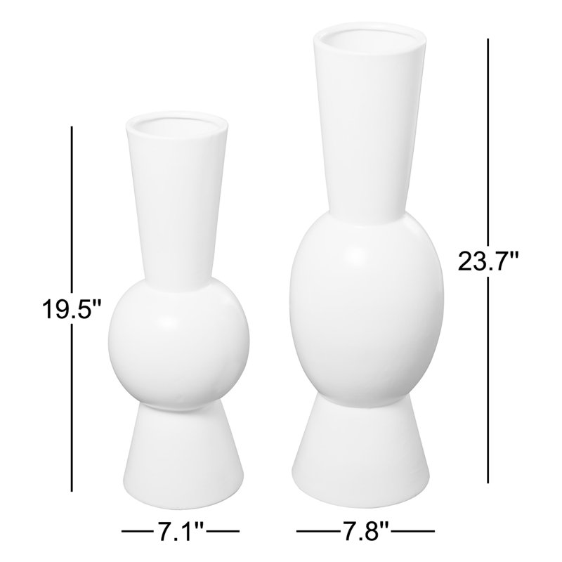 Mable Ceramic Table Vase, White