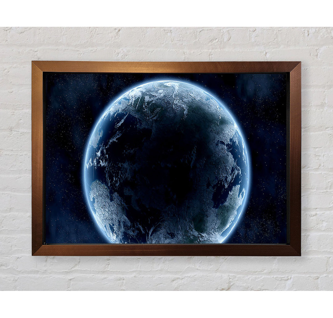 Planet Universe Blau Gerahmter Druck