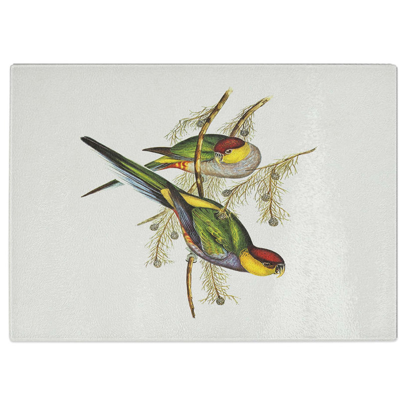 Tempered Glass Parakeets by Elizabeth Gould Chopping Board, 28.5 cm W x 20 cm L