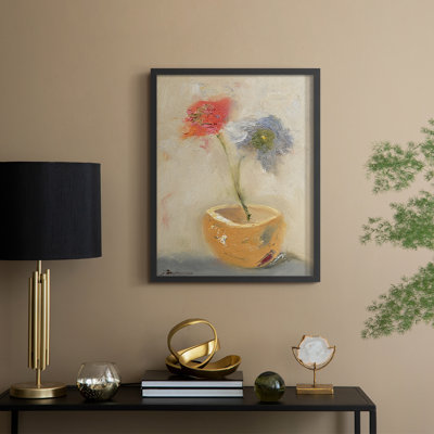 Teacup Flowers Framed Print - Solid Wood