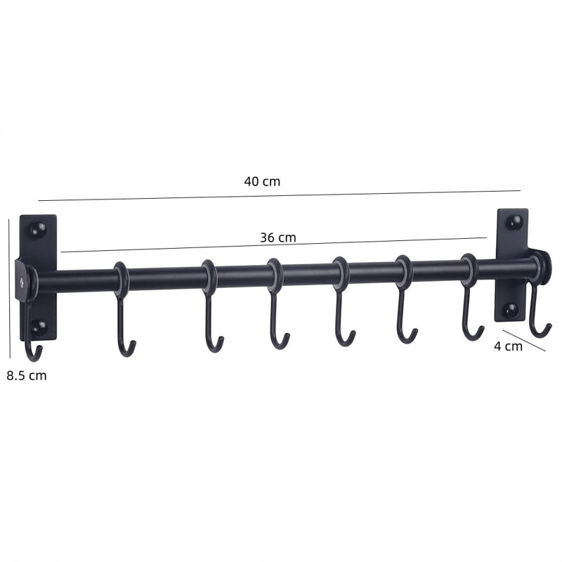 Premium Wall Mounted Kitchen Pot Rack with 8 Hooks