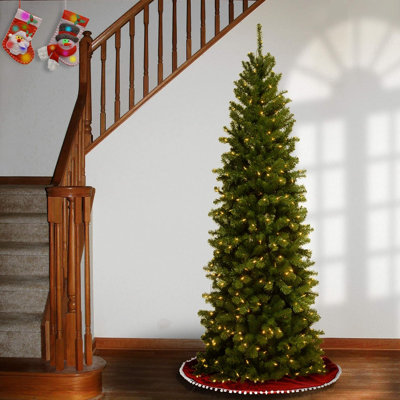 National Tree Company 6FT Pre-Lit North Valley Spruce Slim Christmas Tree, Artificial Spruce Tree with Lights for Holiday Home Décor