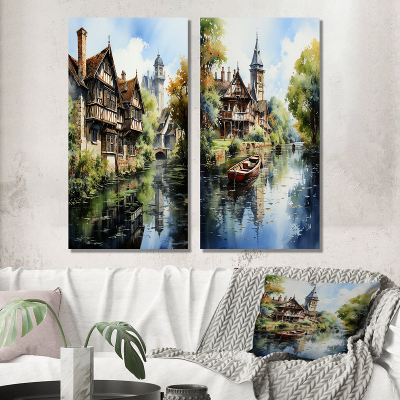 Paysage de Canalengland, Angleterre, Angleterre "Paysage de Canalengland, Angleterre" 2 pièces, H 40 po x l 40 po
