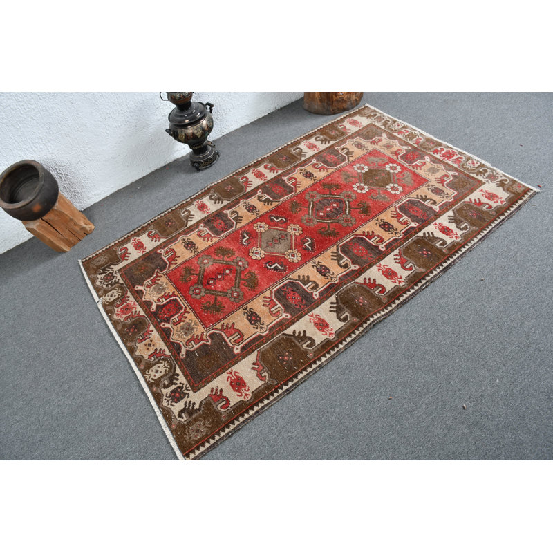 Tapis décoratif antique turc parfait pour un salon élégant et traditionnel rouge / vert