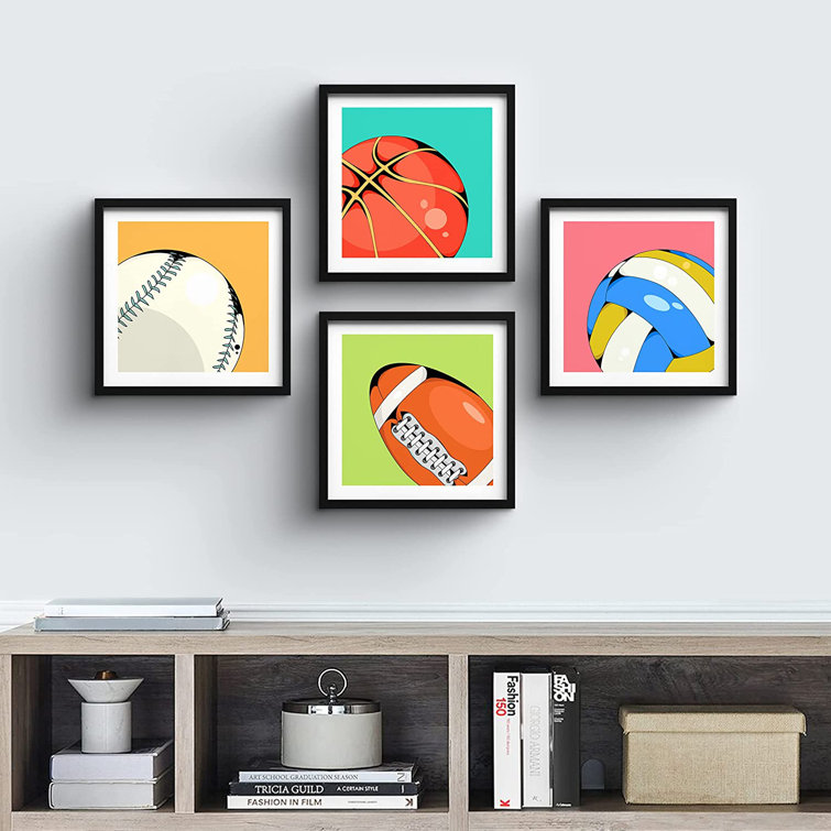 SIGNLEADER Cel-Shaded Football, Basketball, Volleyball Variety Sports  Athletes Framed On Plastic/Acrylic Pieces Print Wayfair