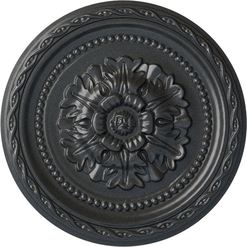 Médaillon de plafond Endurathane Acanthus, DE 11 3/8 po x P 2 po, finition cuivre poli peint à la main, Étain