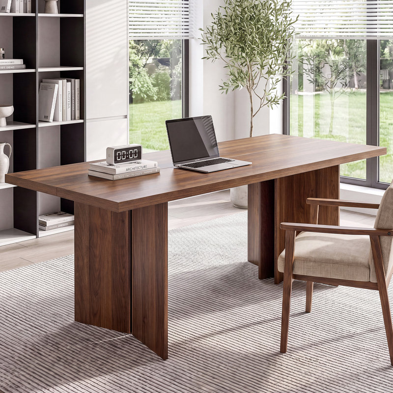 Hussan 50'' W L-Shaped Computer Desk, 71 Wide, Brown