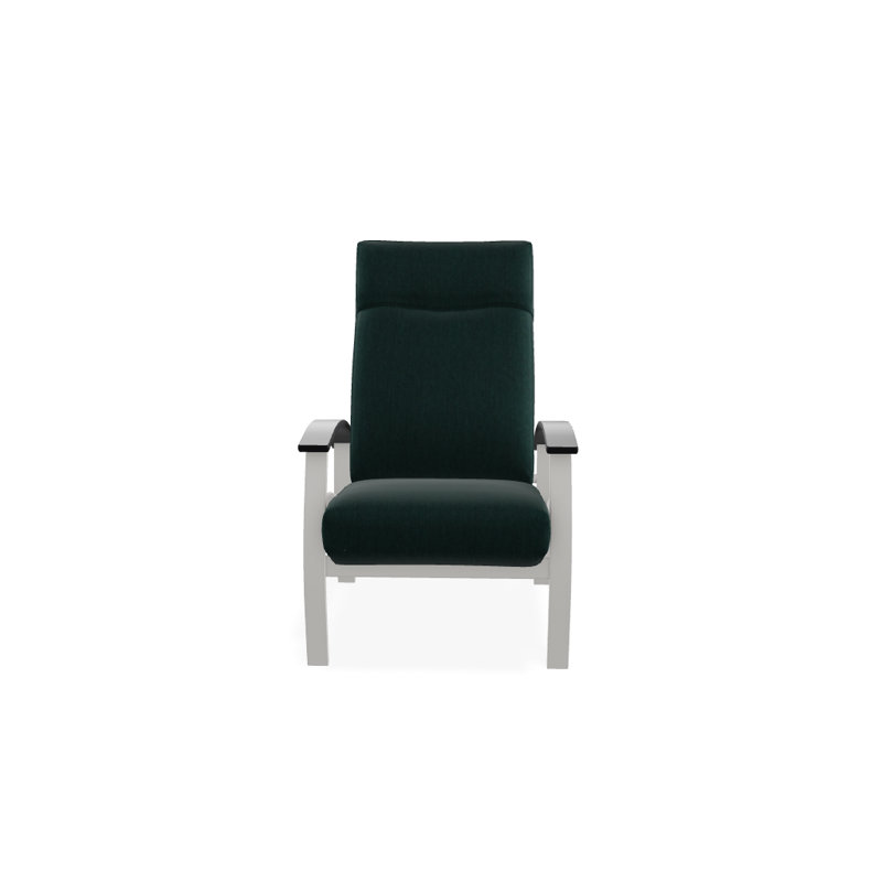 Chaise de patio inclinable avec coussins Askar, Tissage uni Sunbrella® brise coulée, Noir P70, Neige texturée