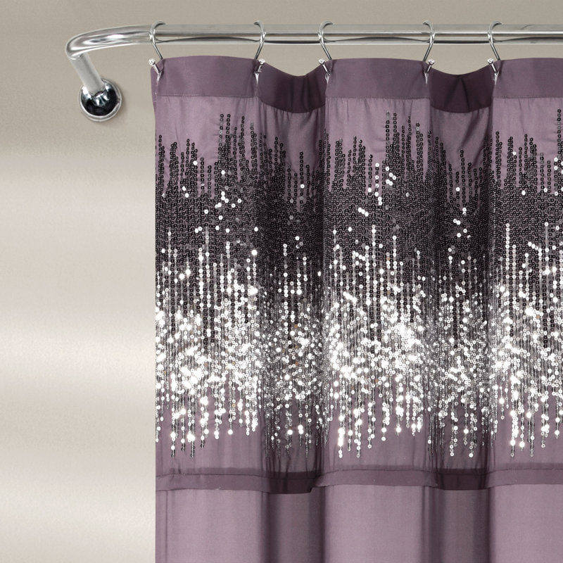 Marsham Polyester Shower Curtain, Purple/Black