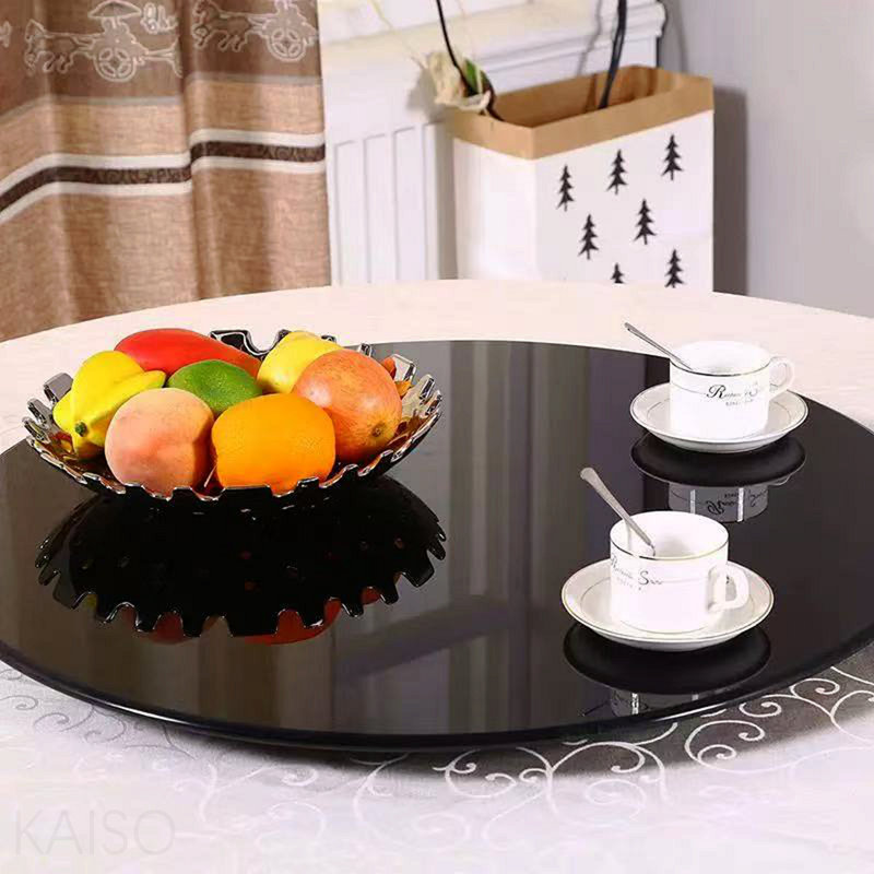 Plateau noir en verre trempé 23,6 po, épaisseur 3/10 po