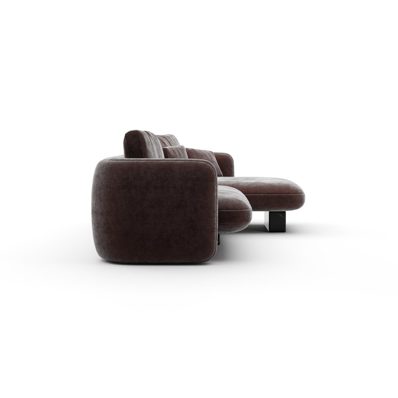 *Overlap Left Chaise Sec Small Dk Taupe, Brown Polyester Blend, Right Hand Facing