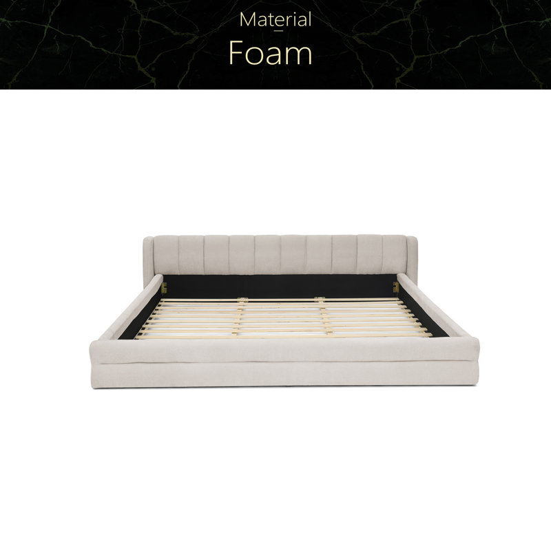 Très grande base de lit tapissier avec tissu épais, cadre de lit rembourré confortable, tissu chenille, avec tête de lit et base de lit solide