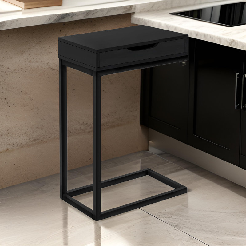 End Table with Storage, Black, Black, 24.5" H x 15.75" W x 10.25" D