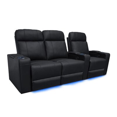 Valencia Piacenza Home Theater Seating | Premium Top Grain Nappa 9000 Leather, Power Recliner, Power Headrest, Led Lighting (row Of 3 Loveseat Left, B -  Valencia Theater Seating, Piacenza3HL-L-BLK-P