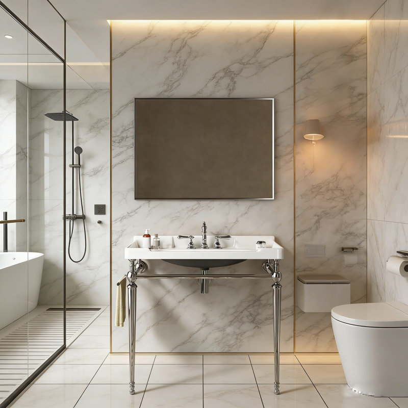 36" Retro Modern Ceramic Console Bathroom Vanity with Metal Stand, White, Silver, 36"