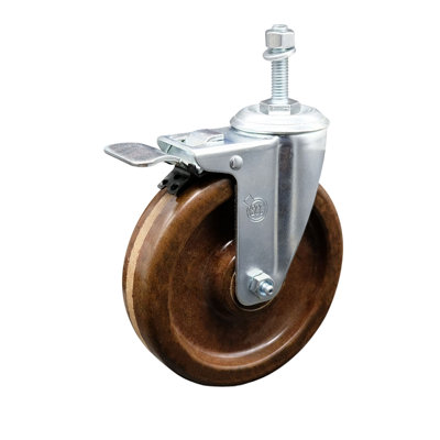 5 Inch High Temp Phenolic Swivel 3/8 Inch Stem Caster with Total Lock Brake SCC