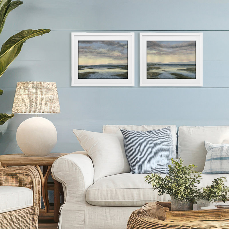 Sunlit Sea Expanse, ensemble de 2 reproductions encadrées sous verre, par Michael Willett, H 13 po x l 16 po