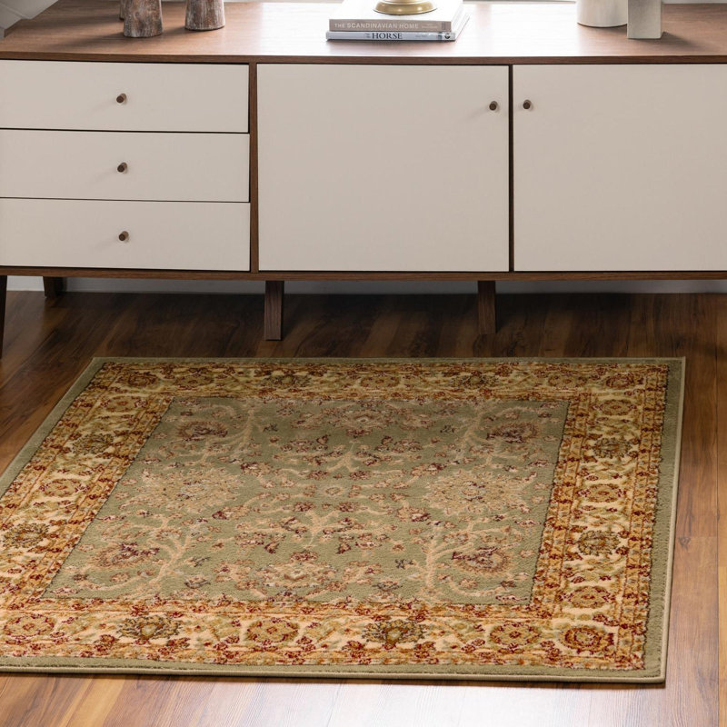 Tapis oriental vert clair Niles, Carré 7 pi 1 po