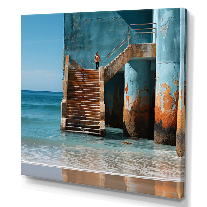 «Beach Pier Urban Waterscapes I», reproduction sur toile, Toile tendue, H 16 po x l 16 po