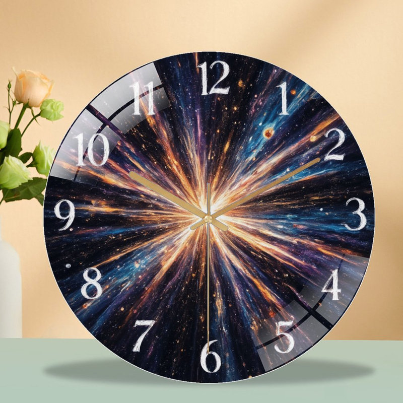 Horloge murale 12 po en verre Cosmic Explosion Nebula