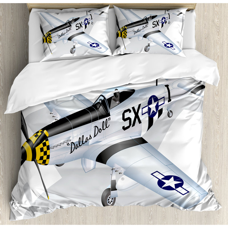 Airplane Modern & Contemporary Polyester Duvet Cover, King