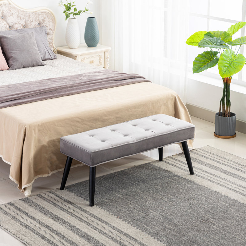 Kirsten Upholstered Bench, Gray Velvet