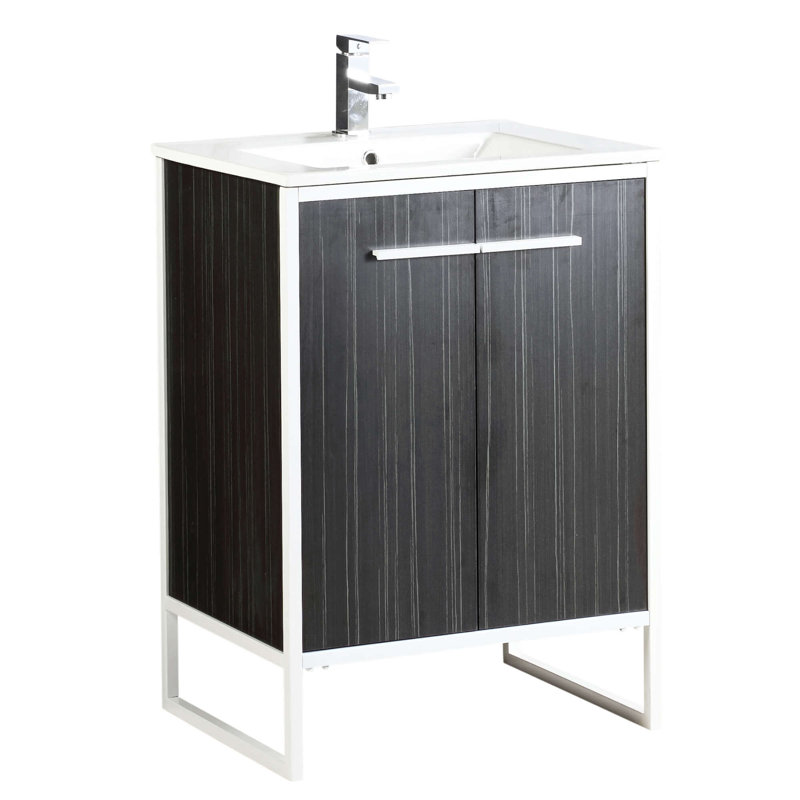 Meuble-lavabo simple 30 po Saray, Gris matinal