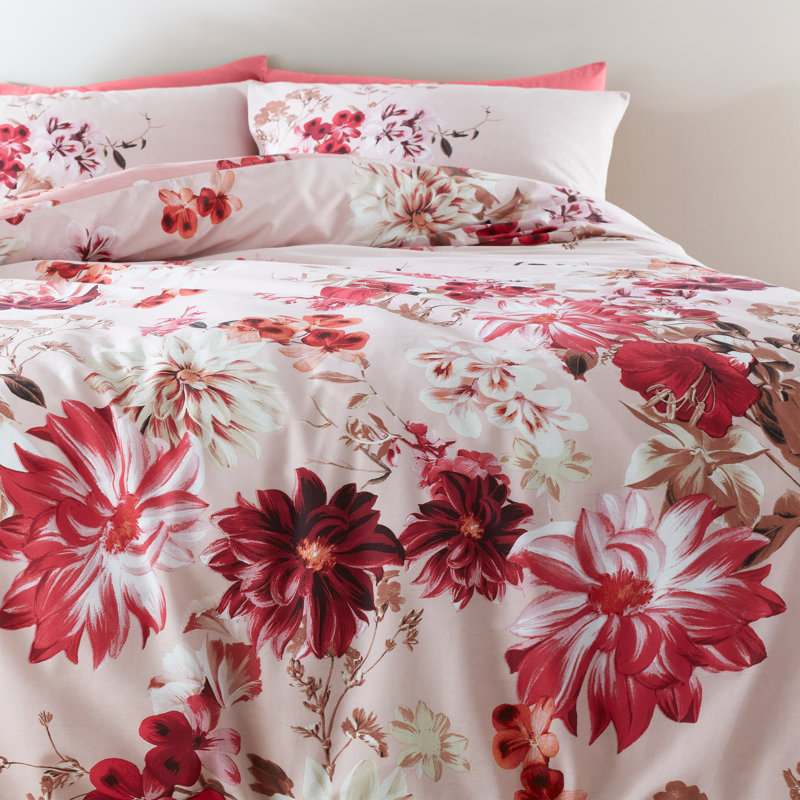 Briony Floral Garden 100% Cotton Duvet Cover Set with Pillowcases, Single - 1 Standard Pillowcase