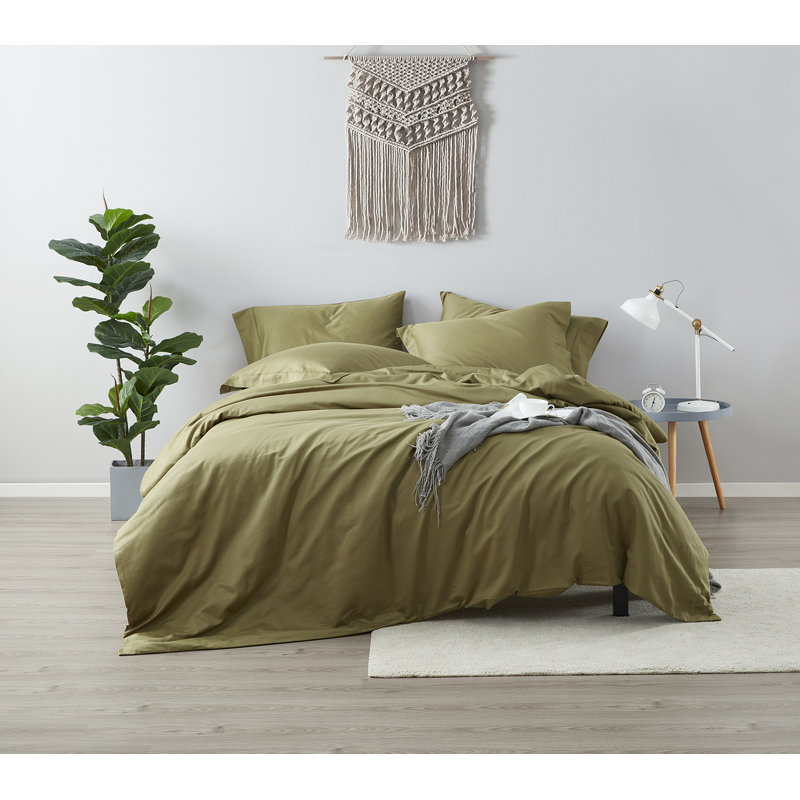 Ensemble de housse de couette 100% coton Trecie, Grand, Vert olive