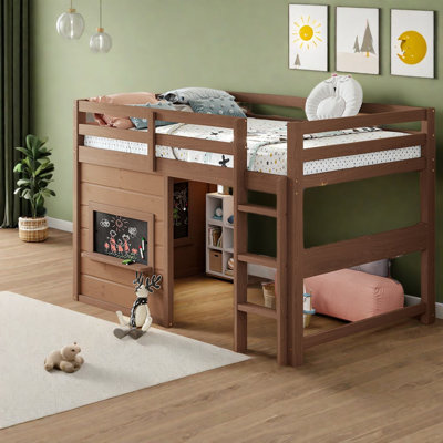 Lit mezzanine simple peu encombrant, maison rustique en panneau de fibres à densité moyenne pour chambre d'enfant