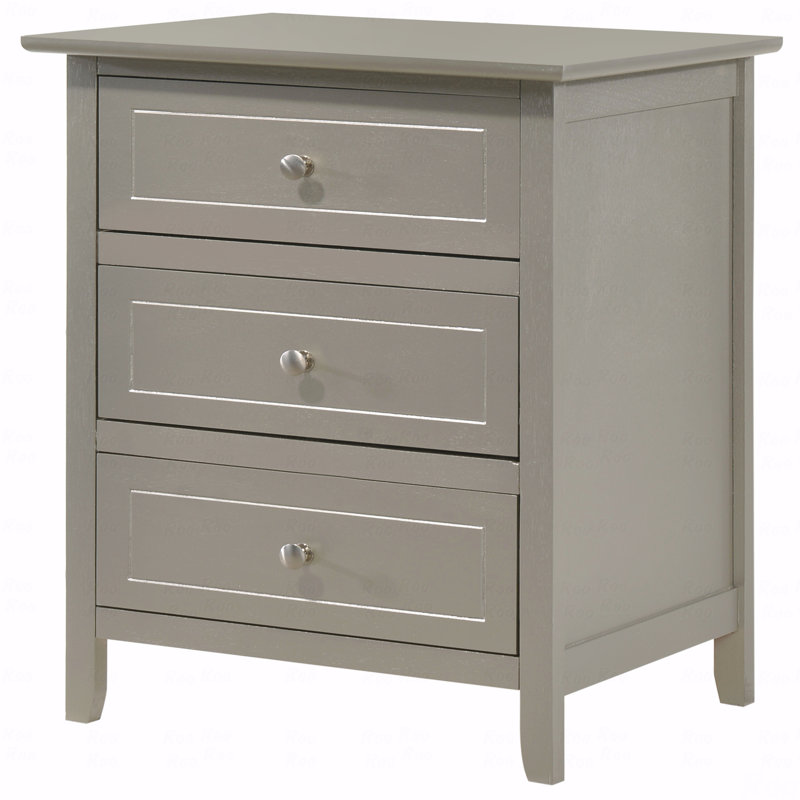 Versatile Transitional Nightstand With Three Drawers, Champagne