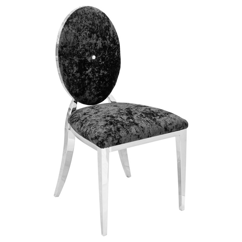 48cm H Velvet Upholstered Accent in Black