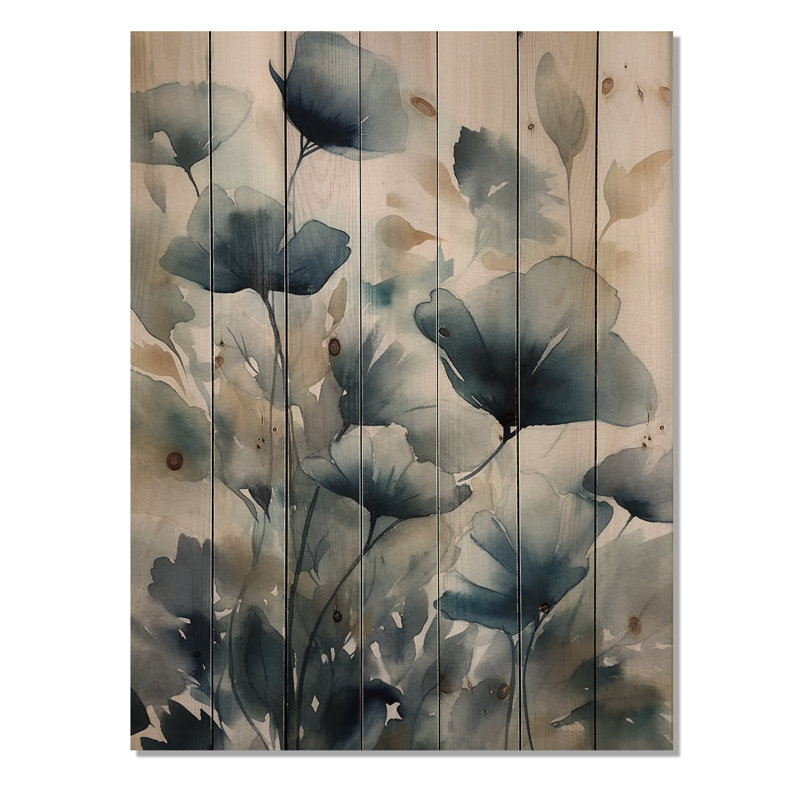 Metz - art mural floral sur bois de pin naturel, H 40 po x l 30 po