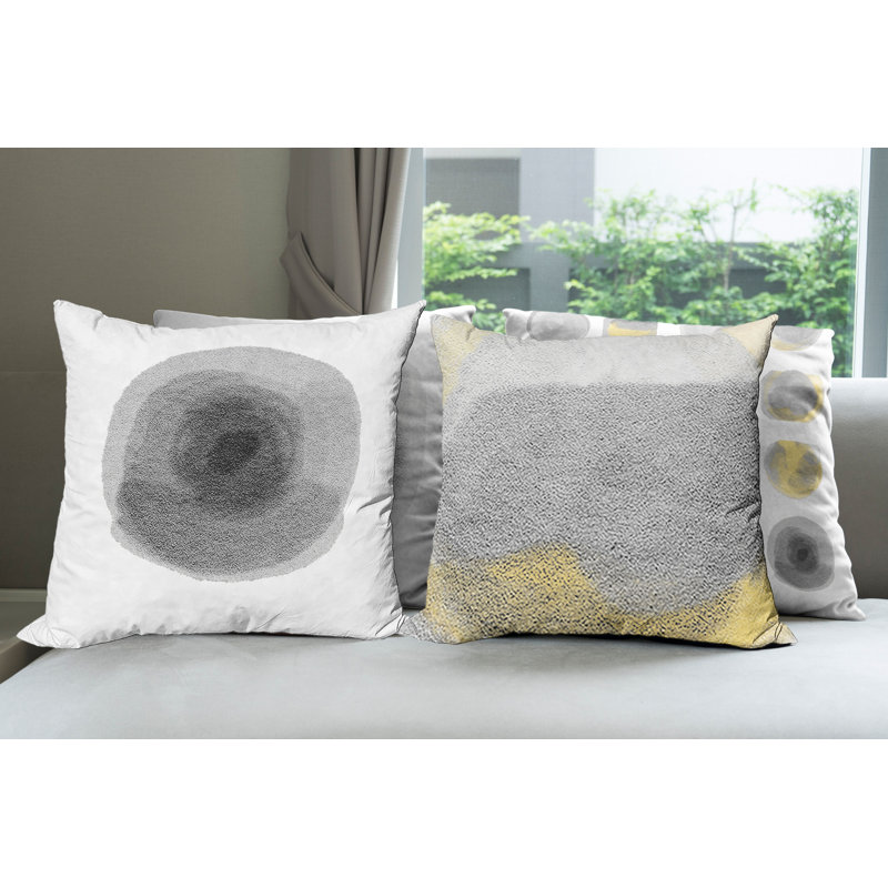 Everts Indoor / Outdoor Abstract Square Throw Pillow Cover, 60cm H x 60cm W x 0.01cm D, Grey/Yellow/White